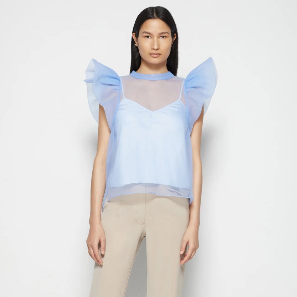 Simkhai Blue Ruffle Sleeve Women's Top